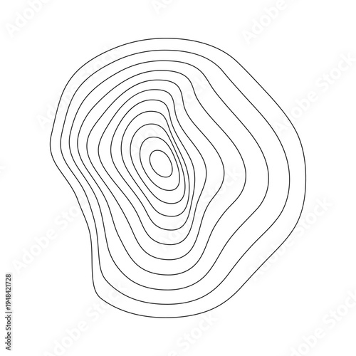 Topographic Contour Line Representing Elevation and Terrain Features for Geographic, Geological, and Environmental Map Themes in Vector Format