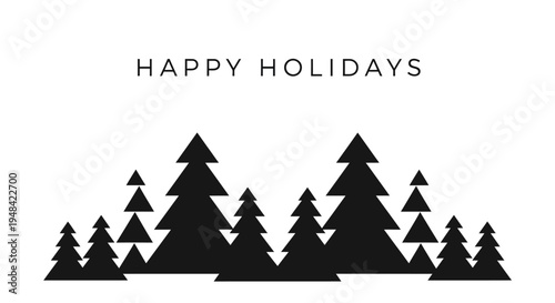 Black silhouette of pine tree forest.