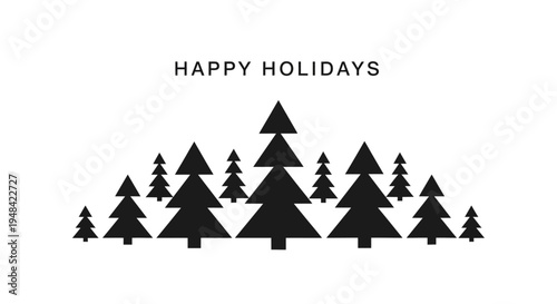 Black silhouette of pine trees.