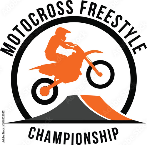 Motocross Freestyle Championship Logo Design Vector Illustration