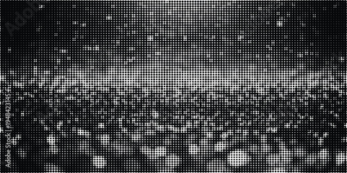 Abstract black and white halftone pattern featuring a high contrast dot matrix texture design Vector