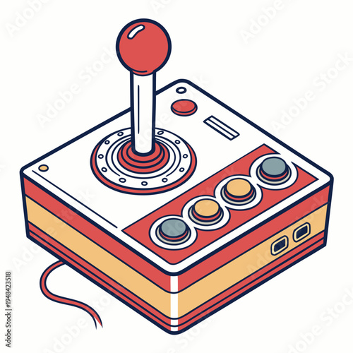 Red and white arcade game joystick controller
