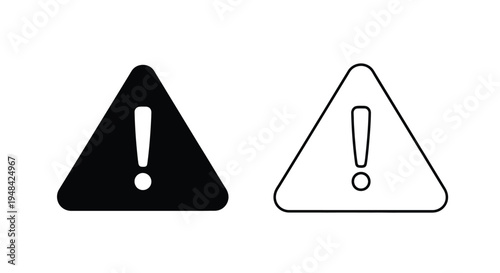 Two warning sign icons one solid and one outlined silhouette