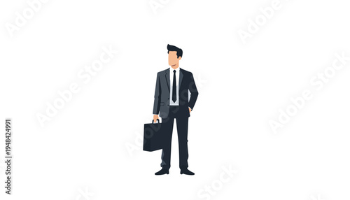 Businessman in a suit holding a briefcase vector illustration