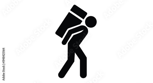 Person carrying boxes depicted in a stark black silhouette