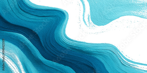 Blue ocean watercolor background with smooth flowing wave texture and artistic aqua paint illustration.