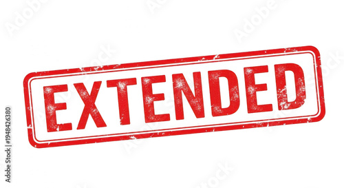 Red ink rubber stamp with the word extended in a rectangular frame isolated png