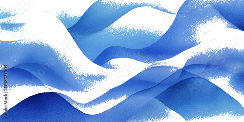 Blue ocean watercolor background with smooth flowing wave texture and artistic aqua paint illustration.
