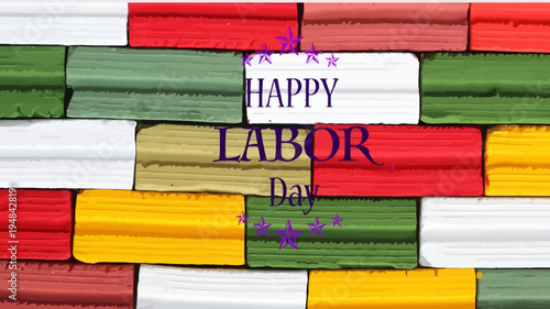 Quadro su tela Happy labor day celebration with colorful bricks