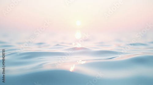 Minimalist Photorealistic Background of Serene Calm Water Surface with Soft Sunset Light and Smooth Ripples