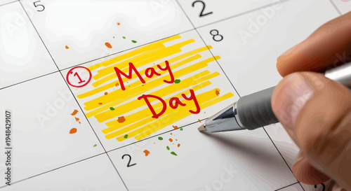 Hand holding calendar and calculator close up for planning and scheduling