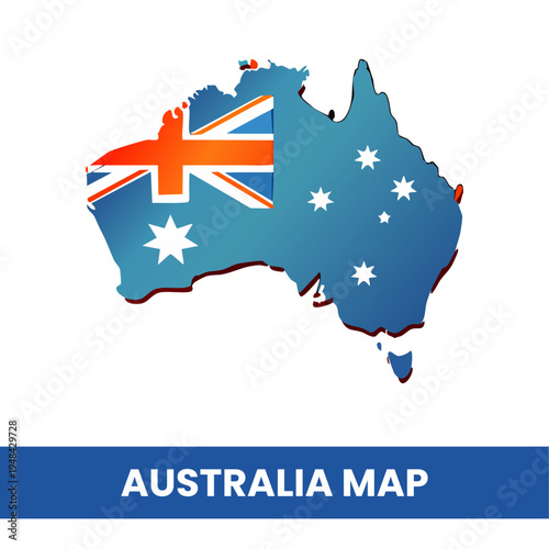 Australia Map With National Flag Vector Illustration