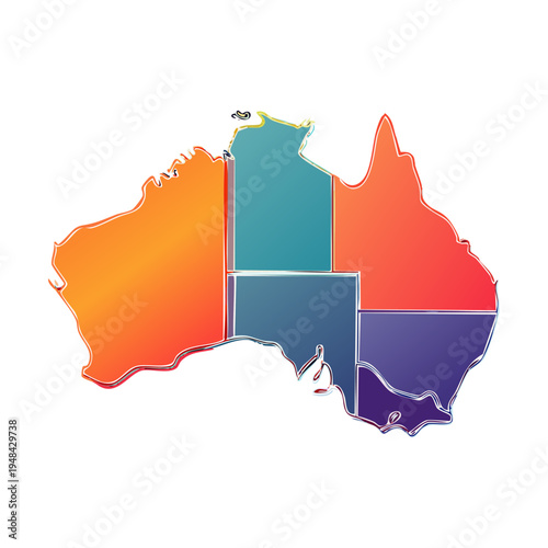 Colorful Political Map Of Australia With State Borders