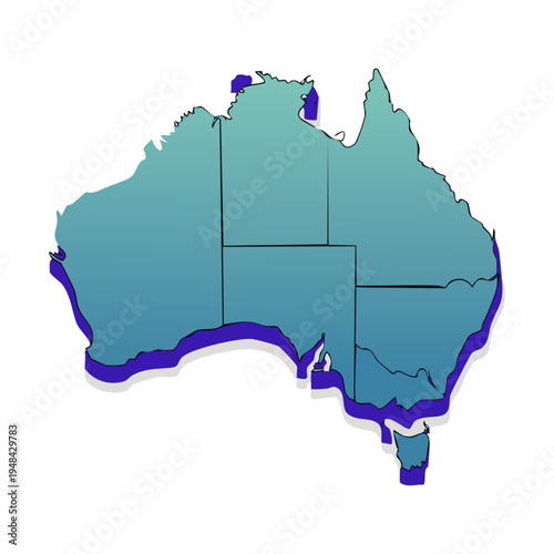 Modern Gradient Australia Map With State Divisions