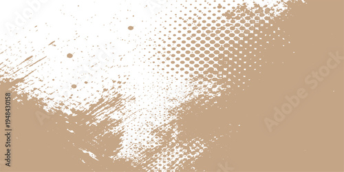 A textured beige and white background featuring a mixture of distressed grunge and halftone dots