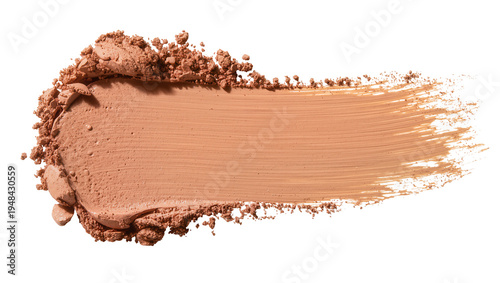Fotografie Textured cosmetic powder smear in a warm nude tone, with scattered loose particl