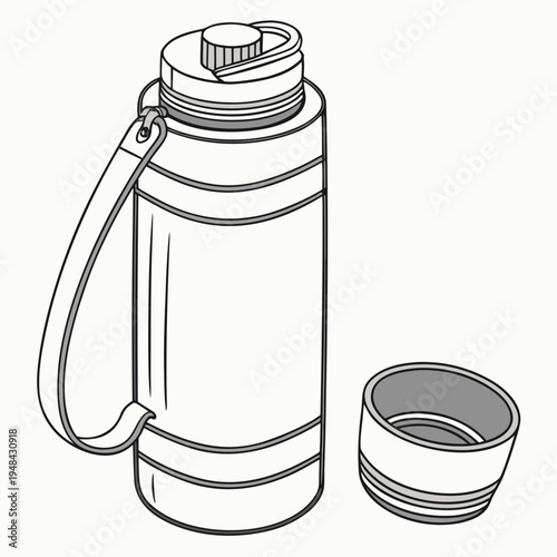 Thermos and cup on a white background thermos bottle drinkware outdoor