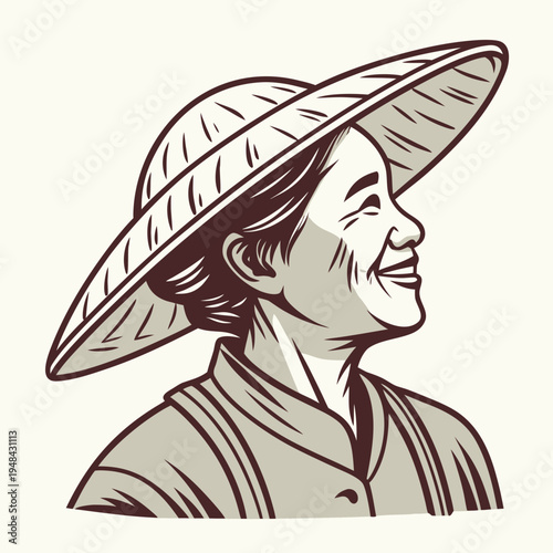 Smiling woman wearing a hat in sepia tones portrait
