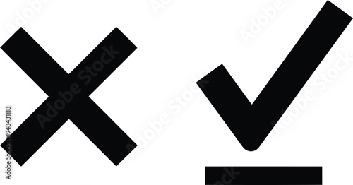 Visual representation of incorrect and correct validation icons with x and checkmark symbols Vector