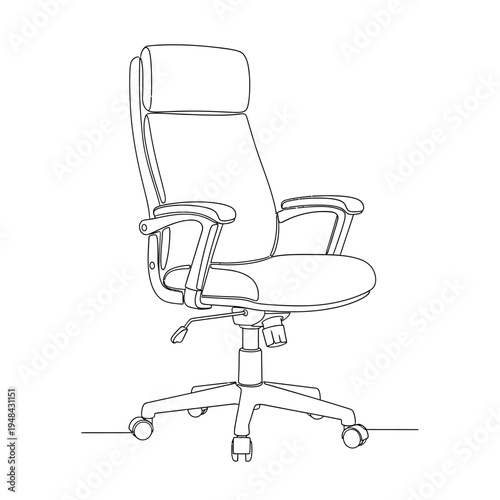 Ergonomic office chair with armrests and wheels.