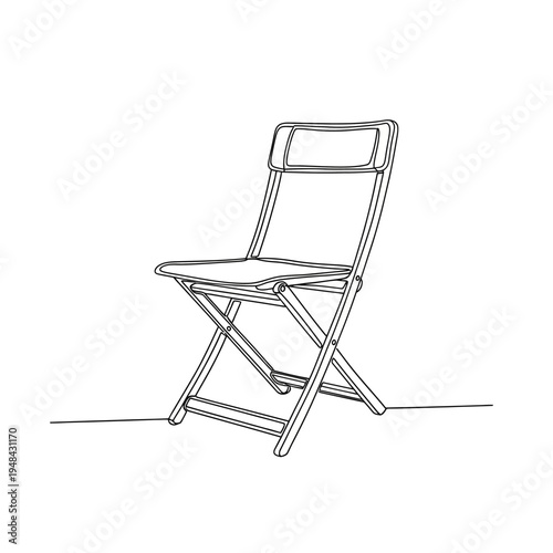 Folding chair made of metal frame.