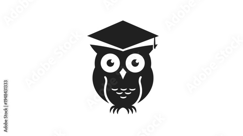 A monochrome illustration of an owl wearing a graduation cap, representing knowledge and education