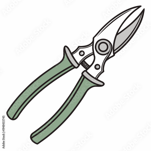 Green handled pruning shears with metal blades green handles gardening tool cutting tool