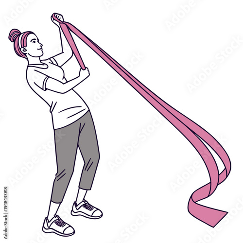 Woman exercising with pink resistance band exercise fitness workout