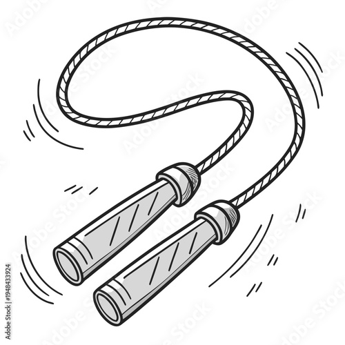Black and white of a jump rope handles fitness exercise