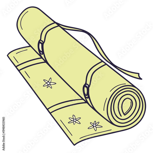 Two yellow yoga mats with strap on white background fitness exercise meditation