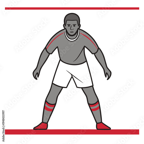 Soccer Player Illustration Dynamic Action Sport Athlete Training Fitness Vector Graphic