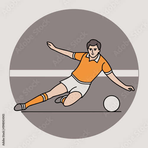 Soccer Player Kicking Ball Vector Illustration, Athletic Game Action, Sport Competition