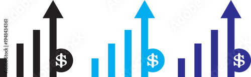 Increasing percent icon. Vector illustration design. Cost increase vector flat icons. Money increase vector icons