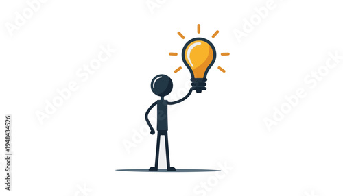 Stick figure holding a glowing light bulb overhead