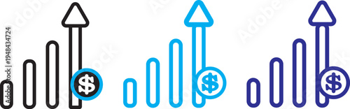 Increasing percent icon. Vector illustration design. Cost increase vector flat icons. Money increase vector icons