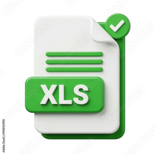 Green XLS File Icon with Checkmark