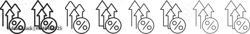 Increasing percent icon. Vector illustration design. Cost increase vector flat icons. Money increase vector icons