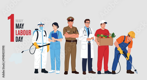 Workers from various professions celebrate May Labour Day together outdoors