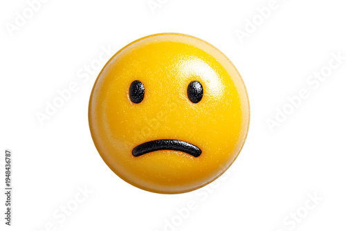 A yellow frowny face emoji on transparent background