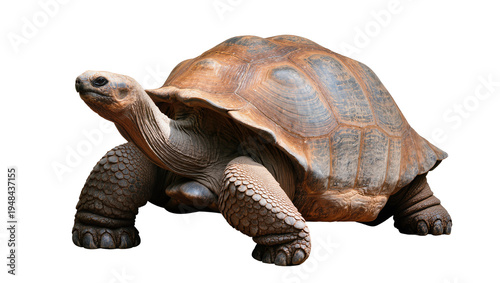 Foto Magnificent giant tortoise with a rugged, textured brown shell and wrinkled skin