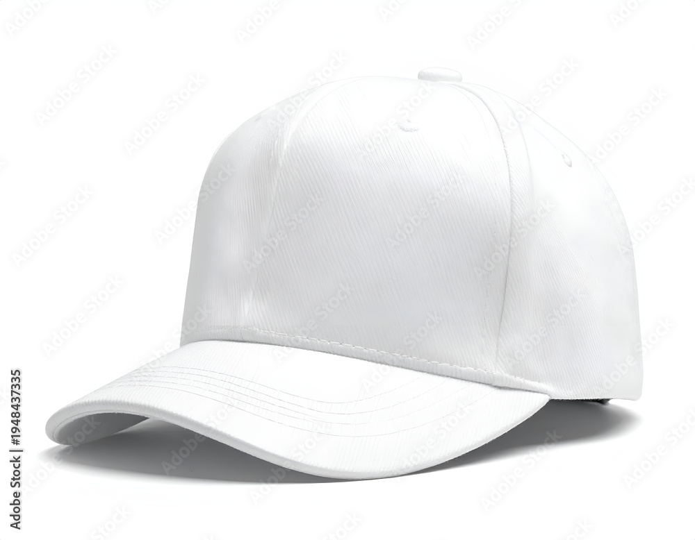 Fototapeta premium A clean, white, plain baseball cap on a white background