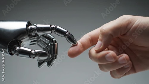 Human and Robot Hand Touching - The Future of Technology.