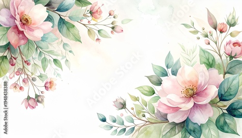 Horizontale Aquarell-Blumenkomposition als dekorativer Banner