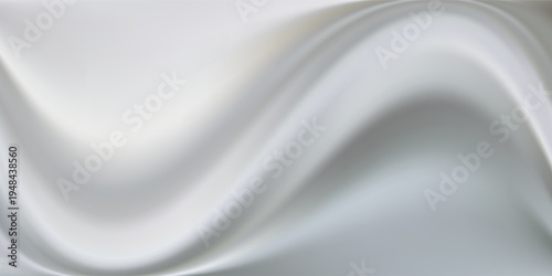 Texture of white yogurt, milk or cream surface. Abstract background with soft silk fabric, liquid yoghurt, dairy product or cosmetic creme, vector realistic illustration. 3D Illustration