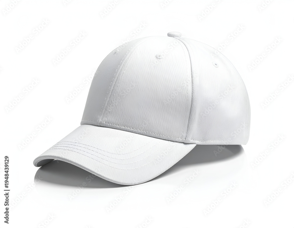 Fototapeta premium Plain white baseball cap on a clean white background