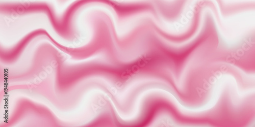 Pink strawberry yogurt or ice cream surface texture with wave pattern. Milk creamy sweet fruit and berry product. Soft and frozen sorbet or dairy pudding smooth top. Realistic vector background.