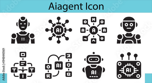 Artificial Intelligence Agent and Robotic Process Automation Icons