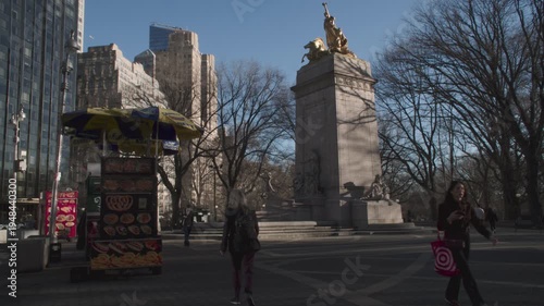 The entrance to Central Park on a spring morning