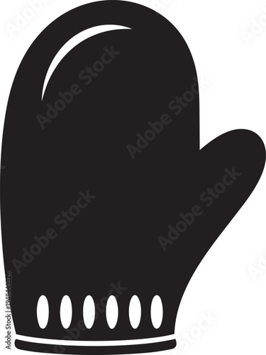 Black silhouette of a winter glove on vector illustration