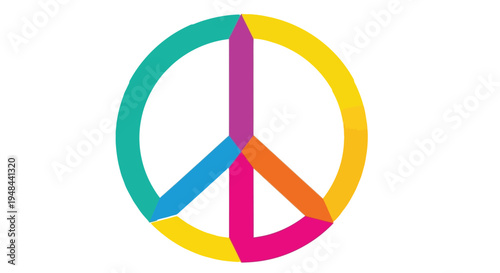Colorful peace sign illustration with vibrant hues and a clean modern design